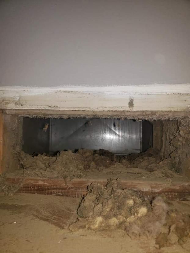 A recent air duct cleaning job in the  area